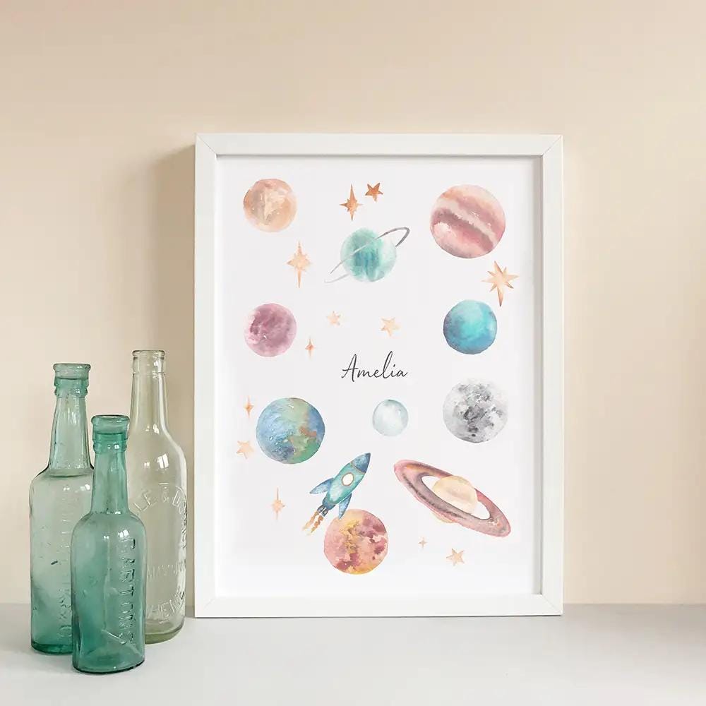 Personalised Planets & Outer Space Watercolour Print – view 5