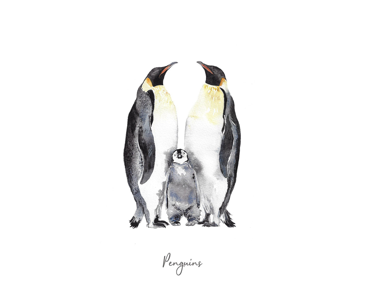 Personalised Penguin Family Watercolour Print – view 3