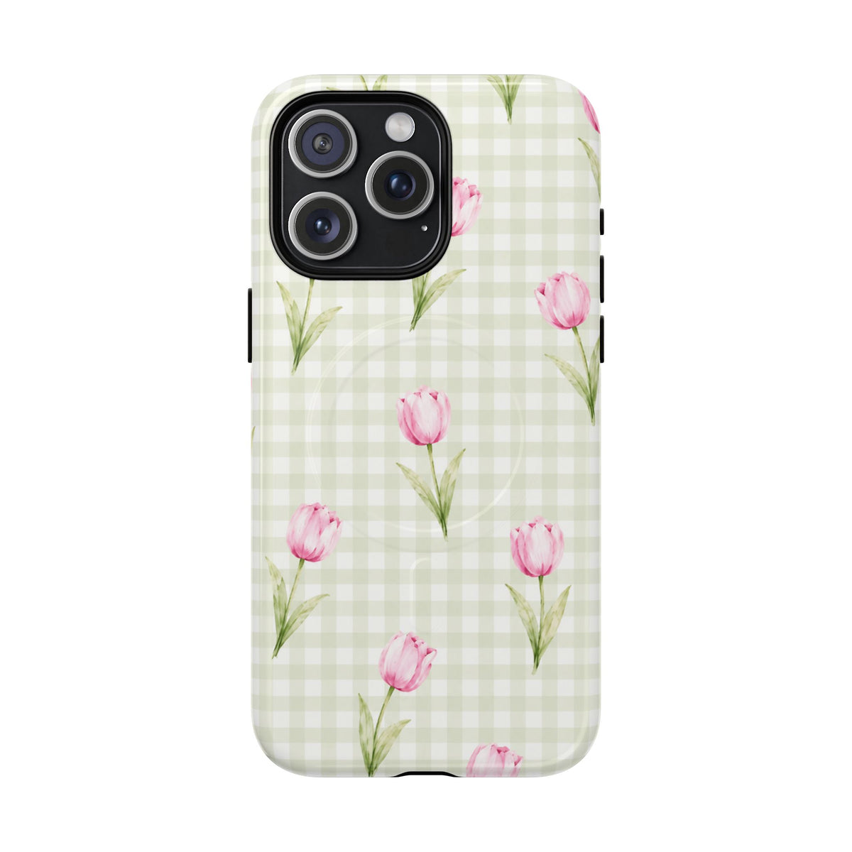 Pink Tulip Gingham Magnetic Phone Case – view 7