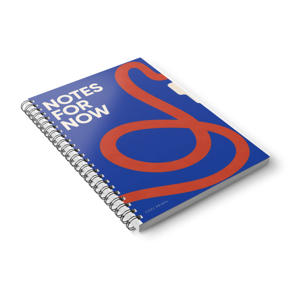 Notes for Now A5 notebook by Cozy Prints UK, showing the illustrated front cover and black wire binding.
