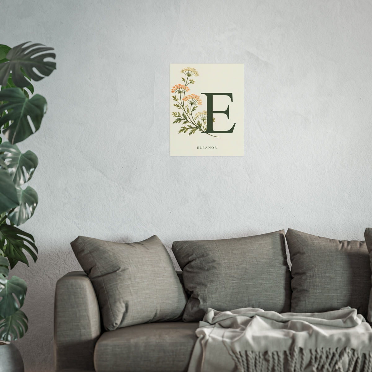 Botanical Initial – Personalised Name Art Print