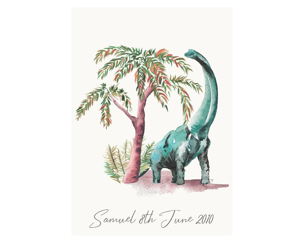 Personalised Brontosaurus Watercolour Print – view 2