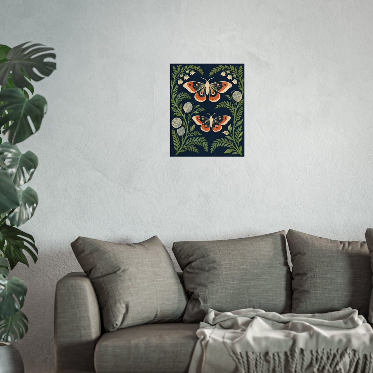 Night Garden Moths – Botanical Art Print