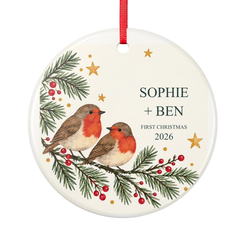 Personalised First Christmas Robin Ornament