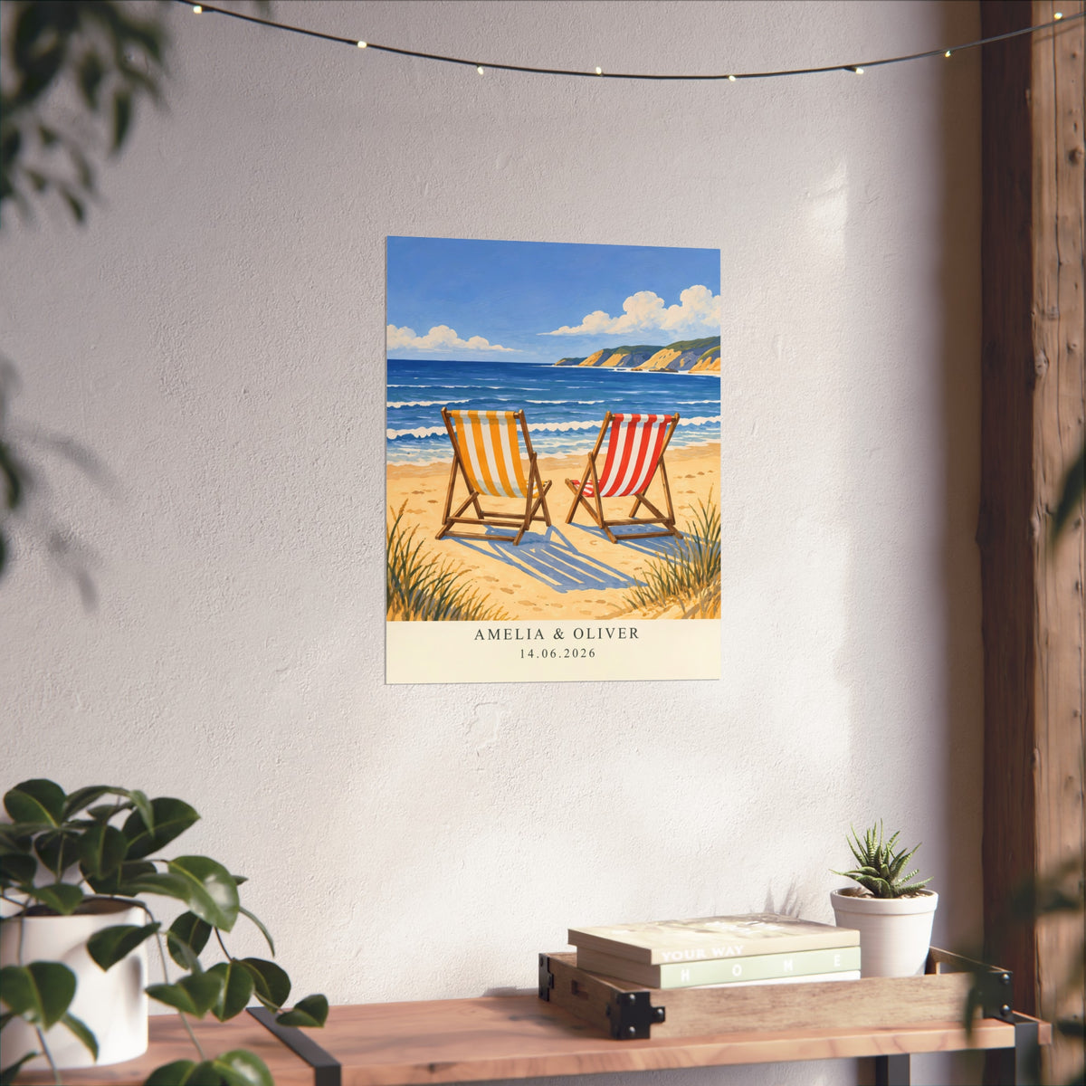 Two Chairs, One View – Personalised Couple Art Print