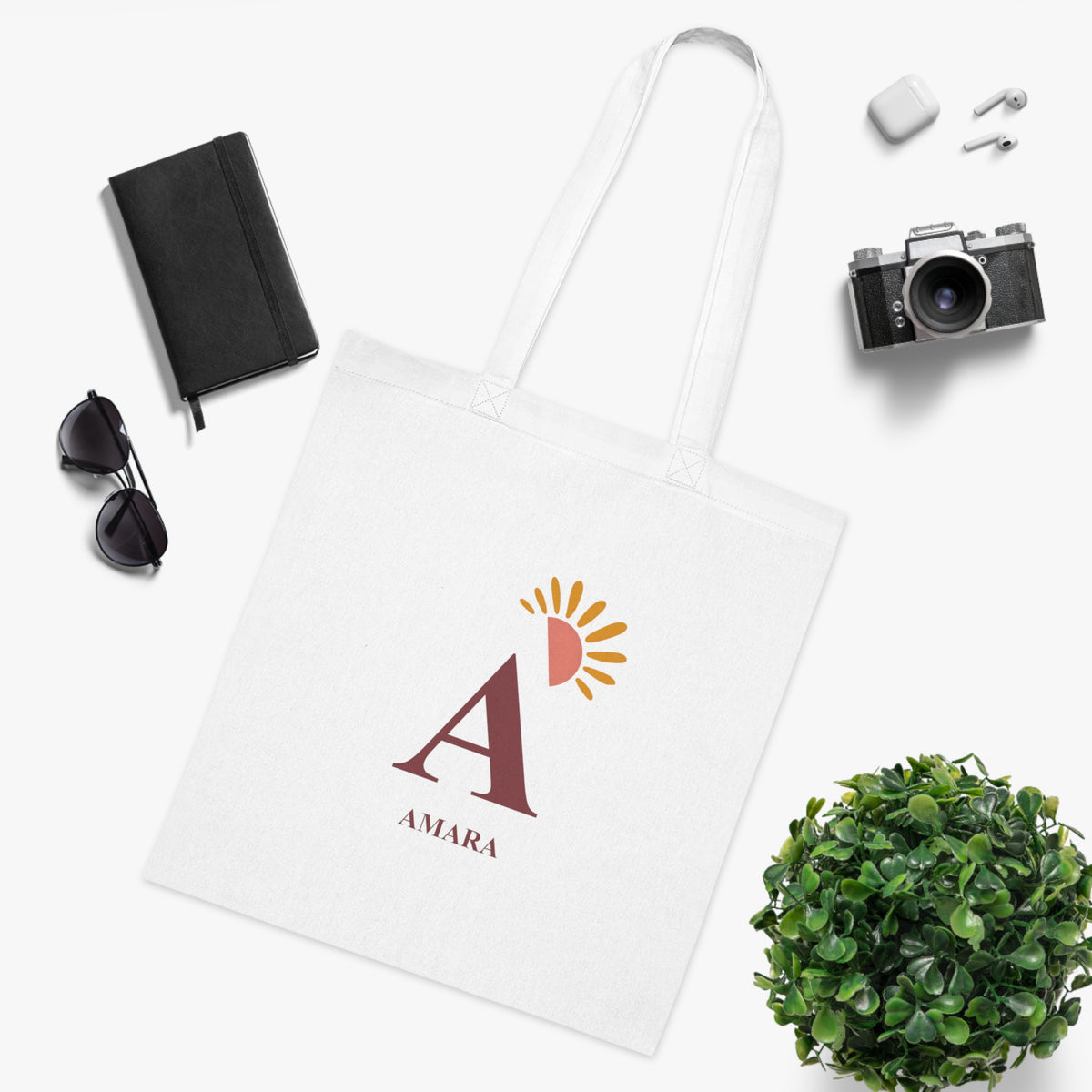 Personalised Sun Initial Cotton Tote Bag
