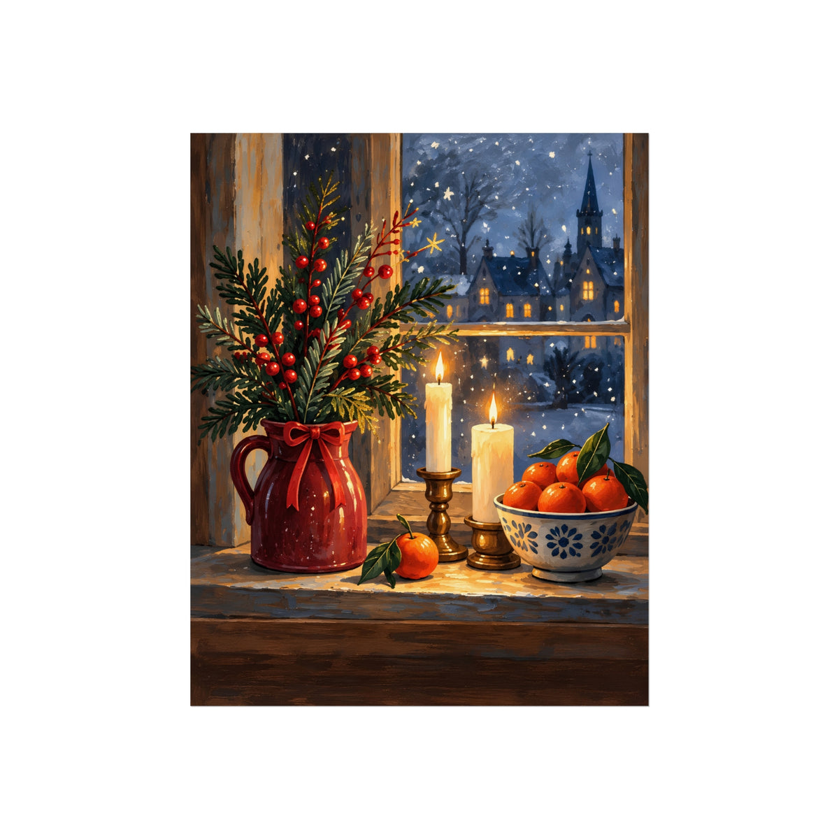 December on the Windowsill – Christmas Art Print