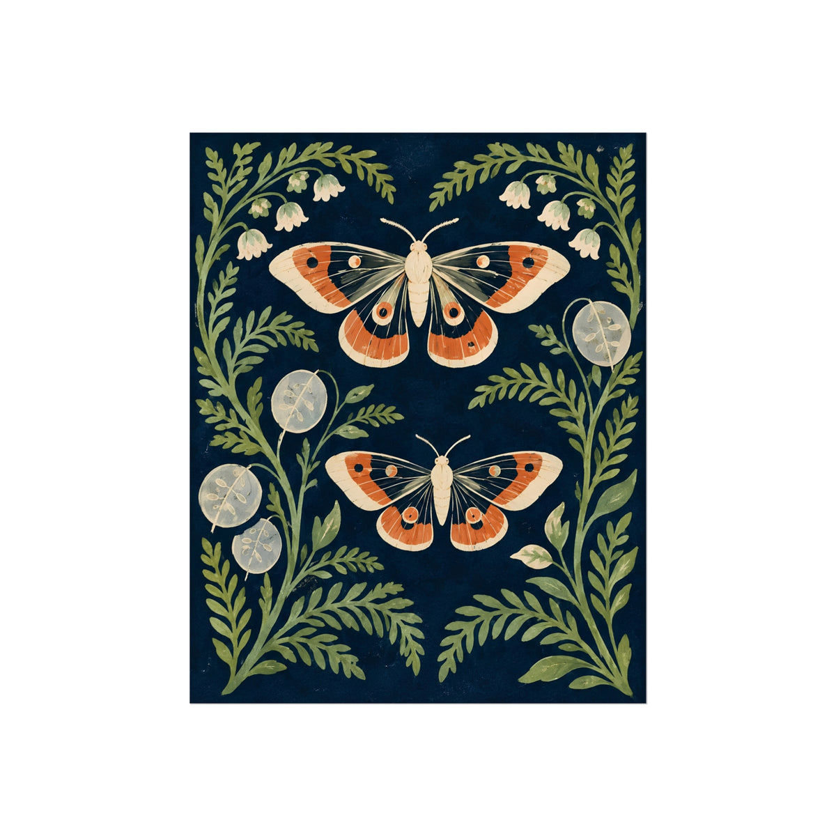Night Garden Moths – Botanical Art Print