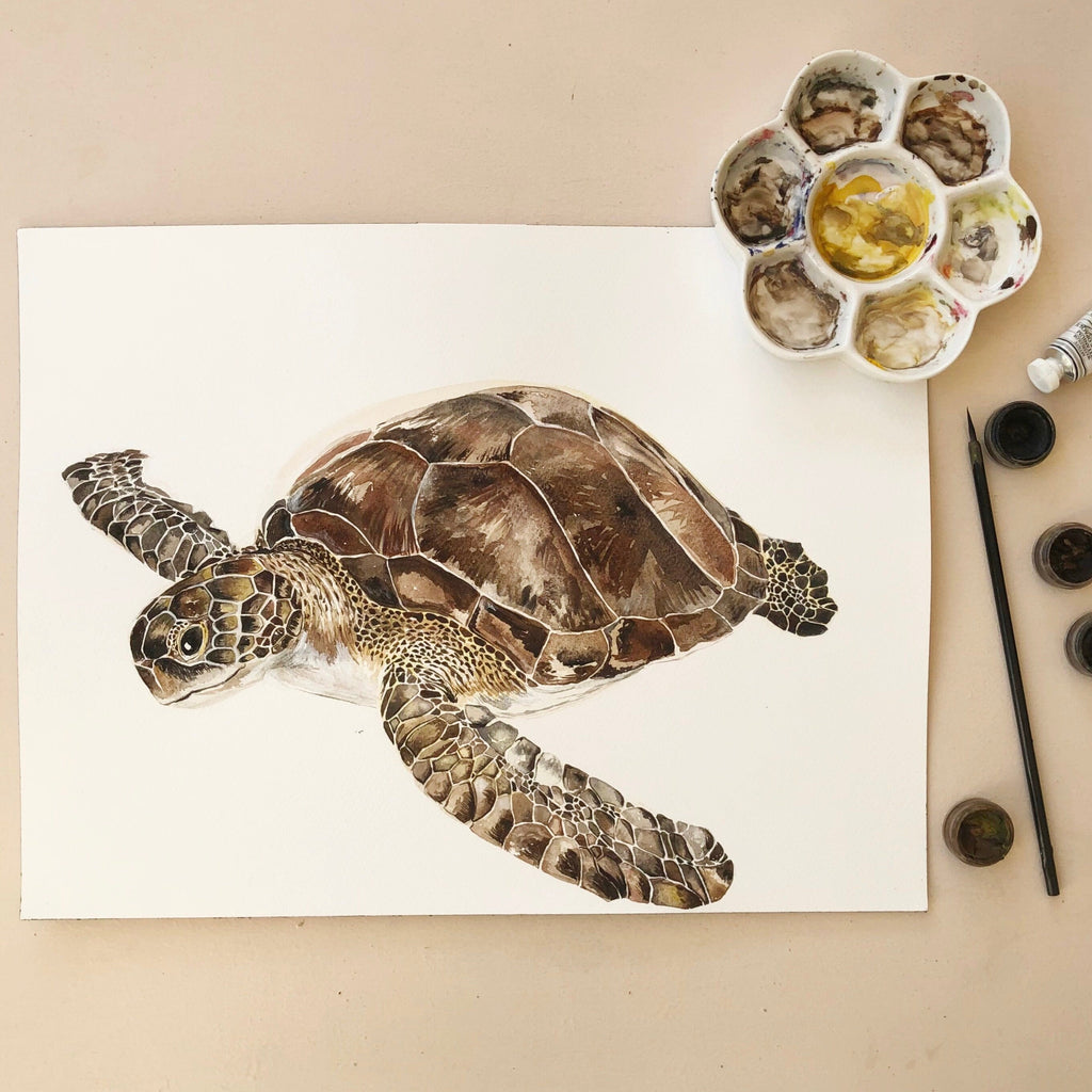 Personalised Turtle Watercolour Fine Art Print – view 6