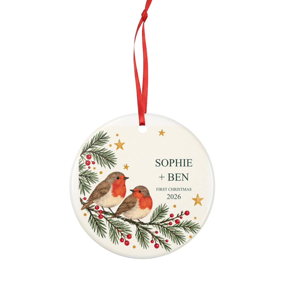 Personalised First Christmas Robin Ornament