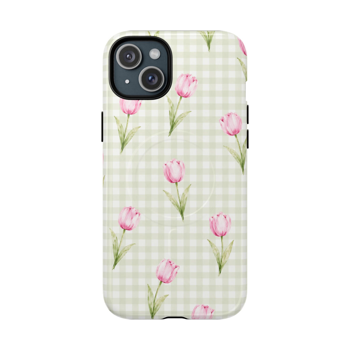 Pink Tulip Gingham Magnetic Phone Case – view 5