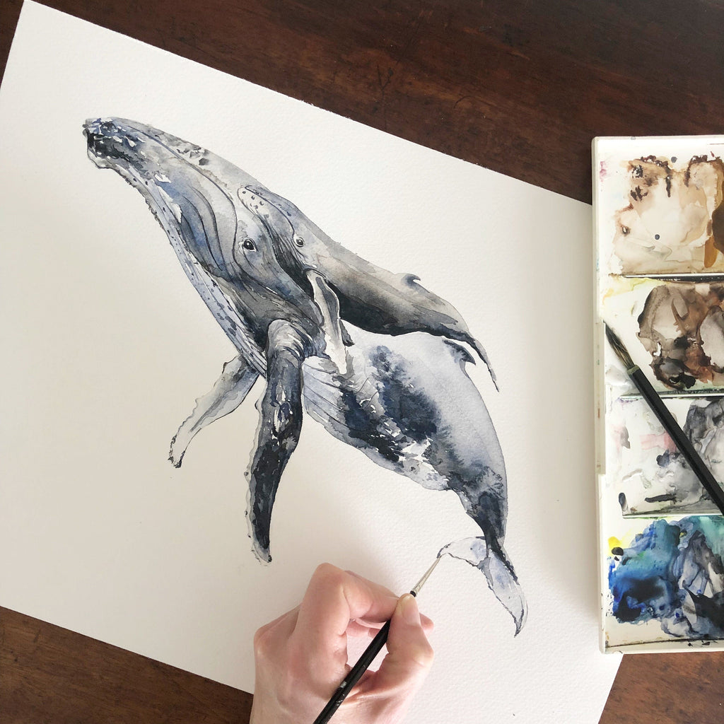 Personalised Humpback Whale Watercolour Art Print – view 3