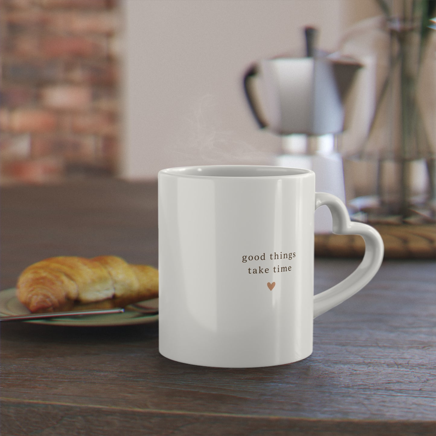 Good Things Take Time Heart Handle Mug