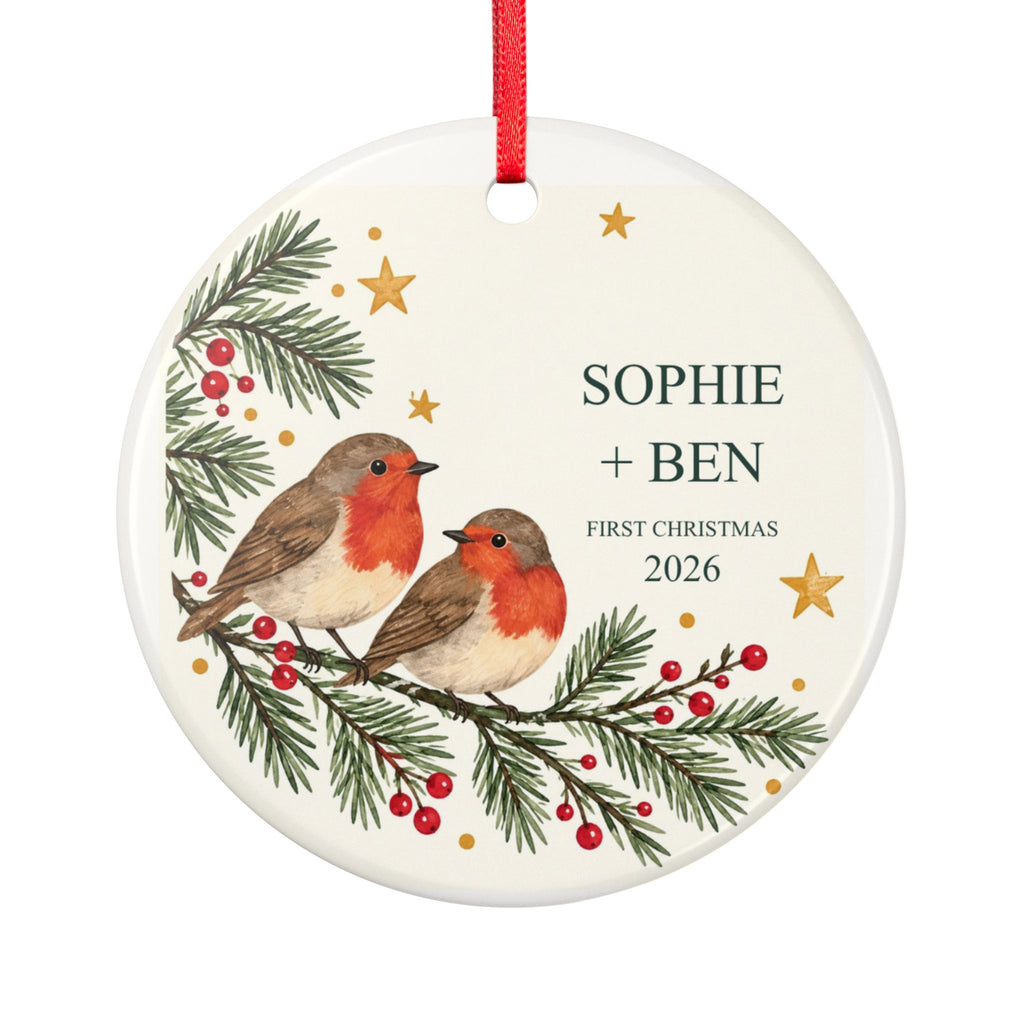 Personalised First Christmas Robin Ornament