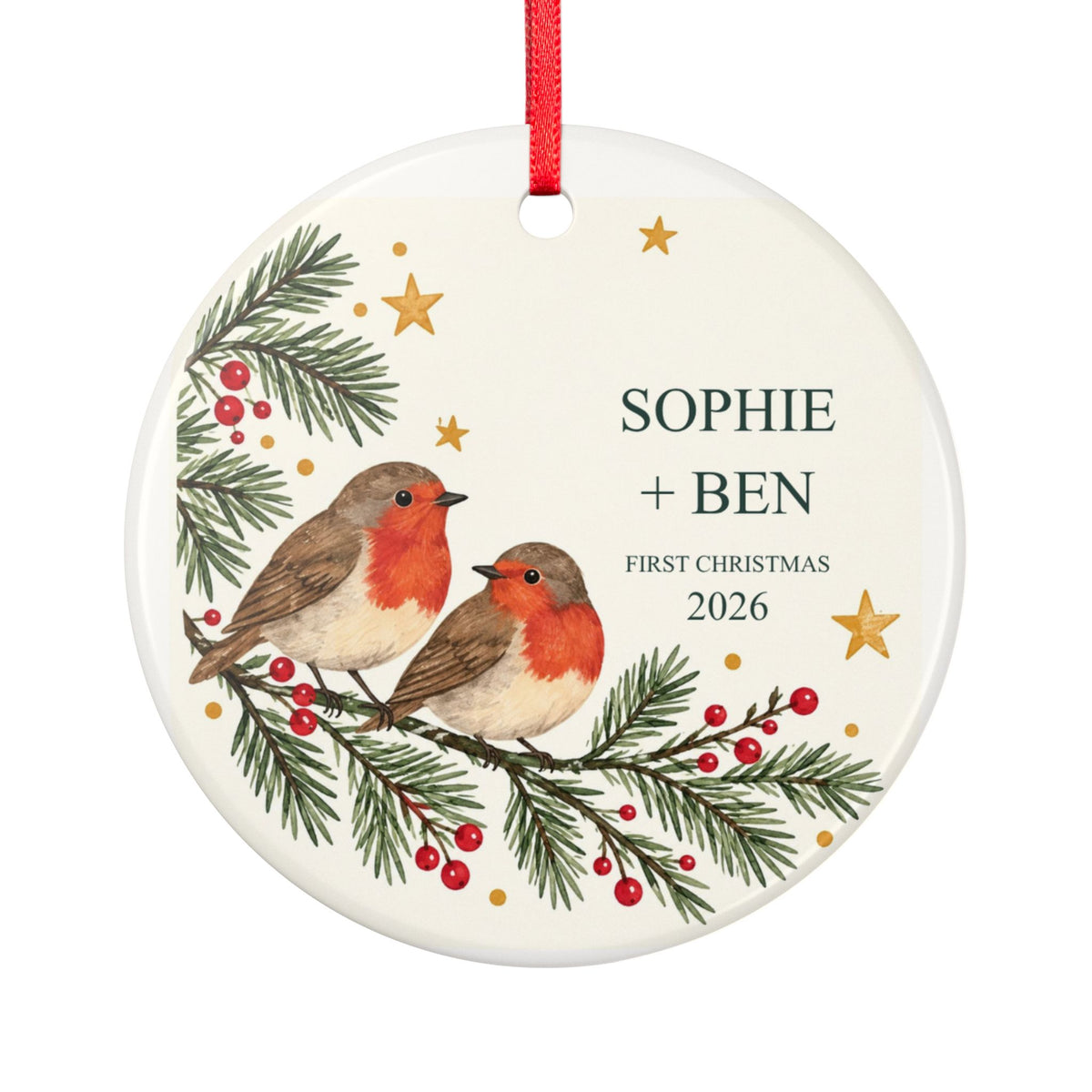 Personalised First Christmas Robin Ornament