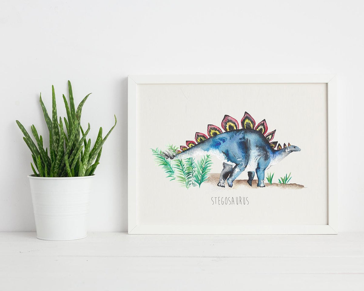 Personalised Stegosaurus Watercolour Art Print