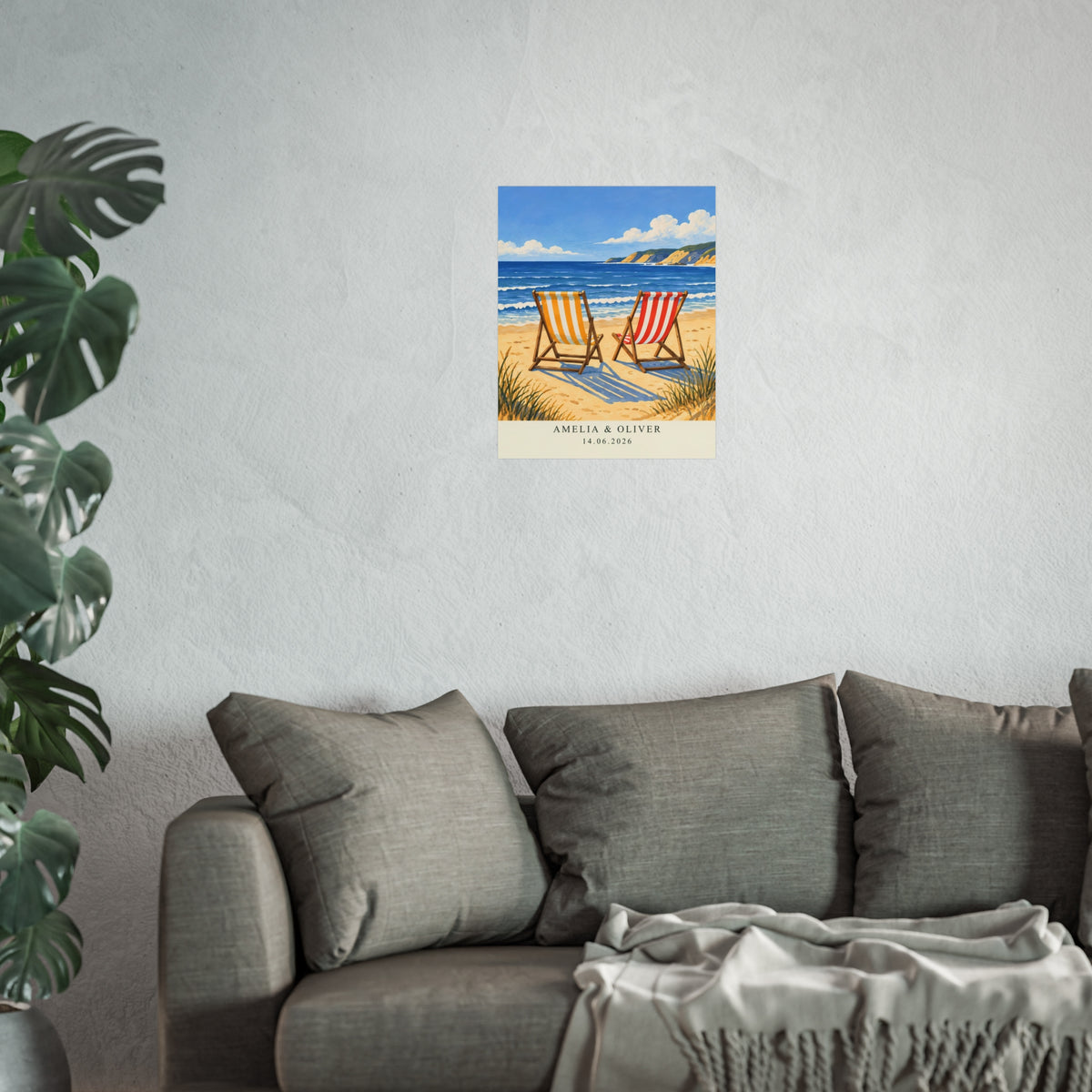 Two Chairs, One View – Personalised Couple Art Print