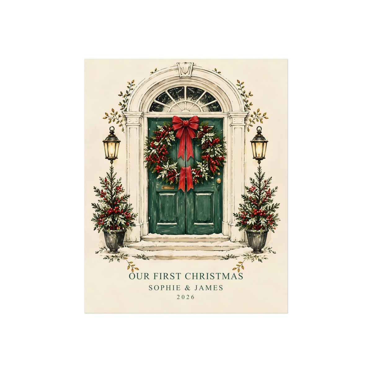 Our First Christmas Door – Personalised Couple Print