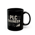 Black PLC Engineer mug with white circuit-inspired artwork
