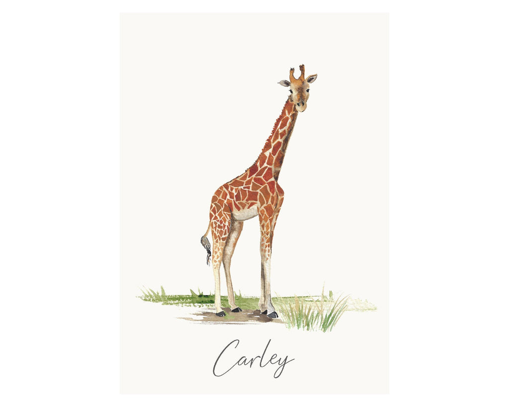 Personalised Giraffe Watercolour Art Print – view 3