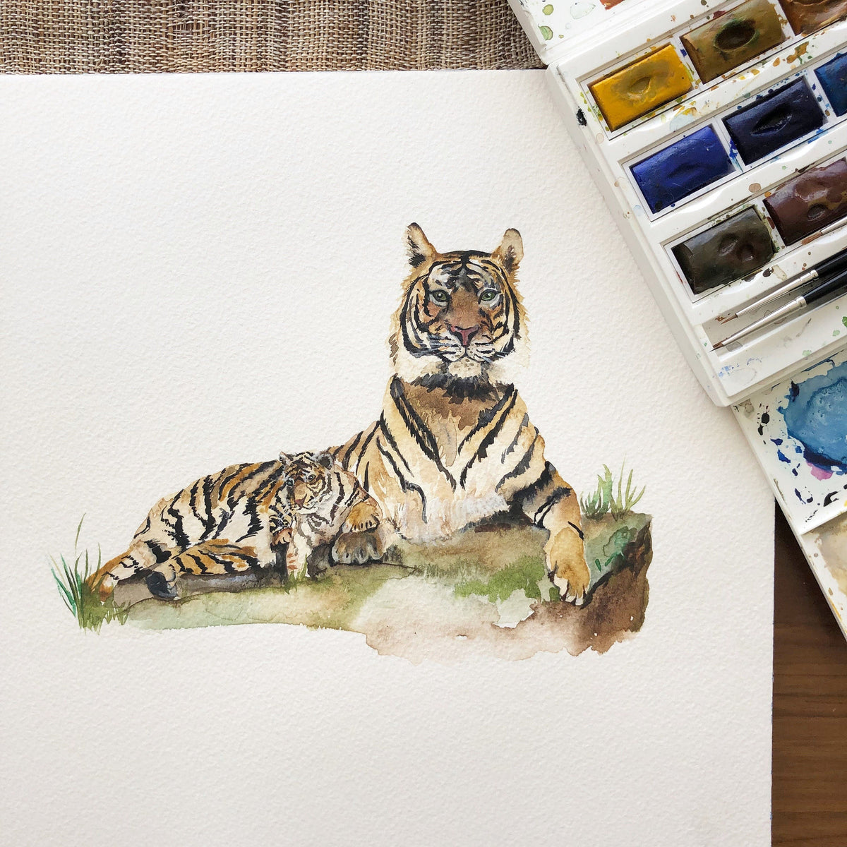 Personalised Tiger Watercolour Art Print – view 3