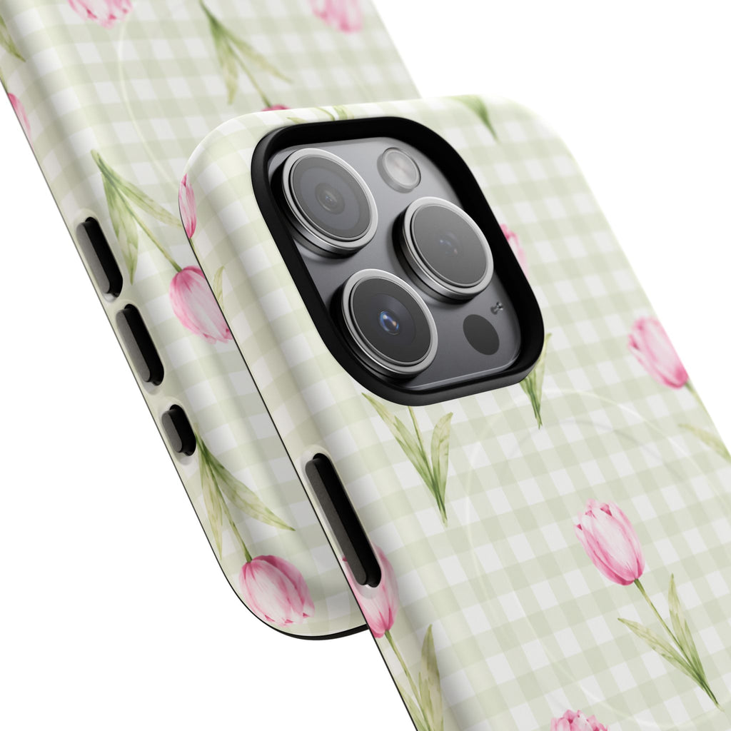 Pink Tulip Gingham Magnetic Phone Case – view 14