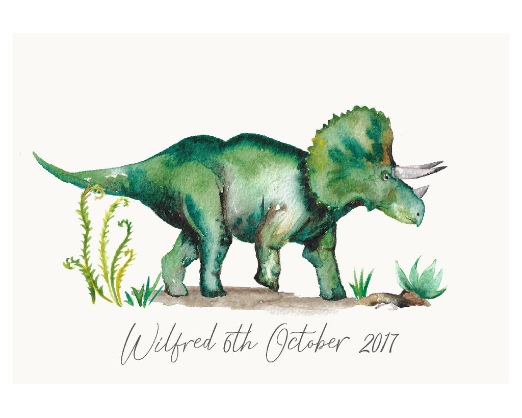 Personalised Triceratops Watercolour Print – view 3