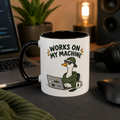 Works on My Machine goose accent mug with black handle