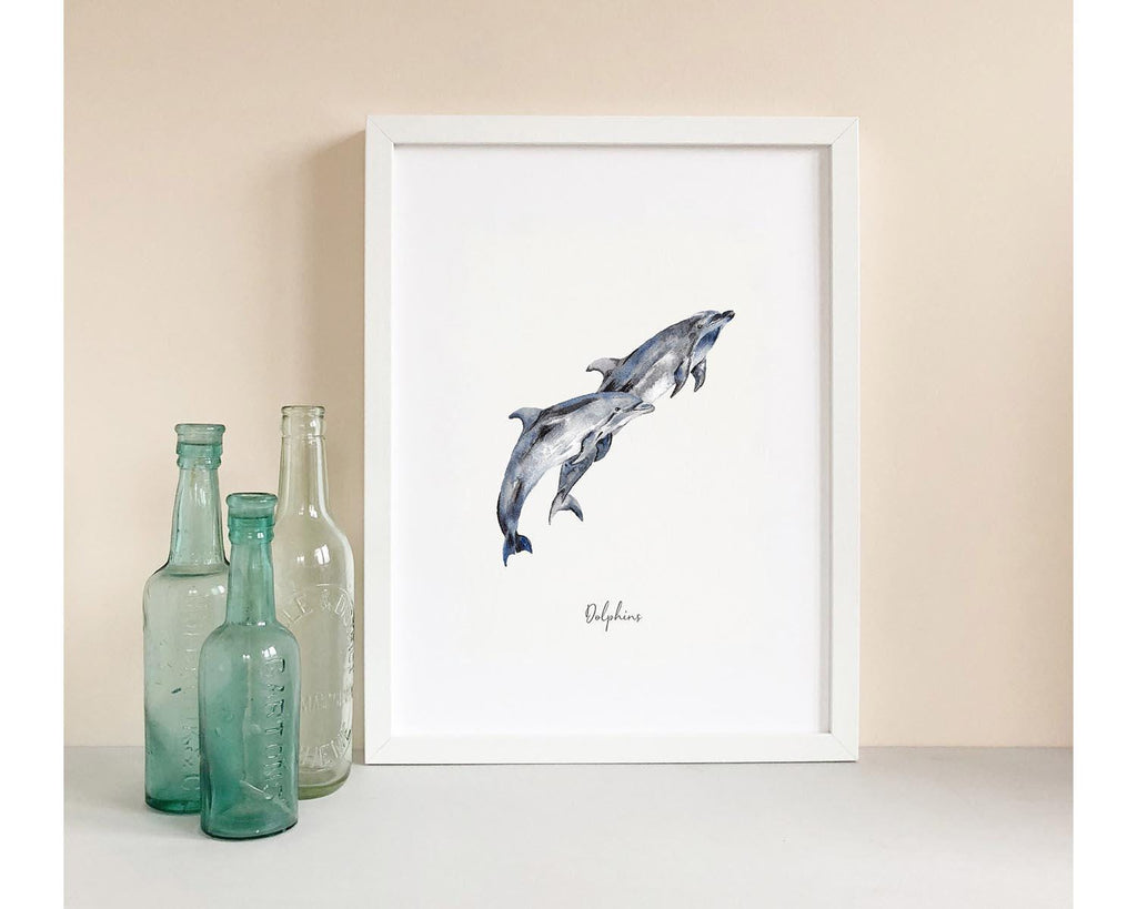 Personalised Dolphins Watercolour Art Print
