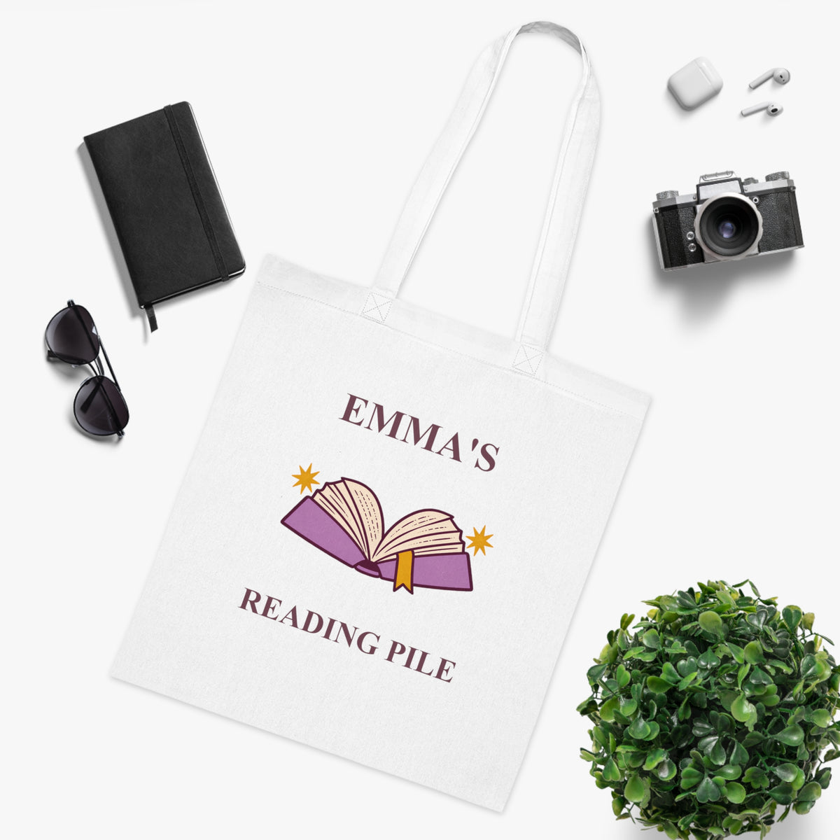 Personalised Reading Pile Cotton Tote Bag
