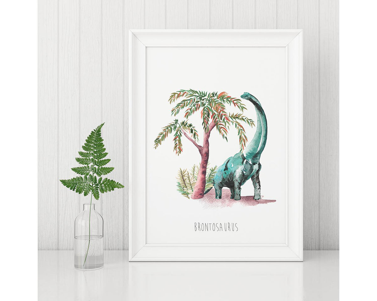 Personalised Brontosaurus Watercolour Print