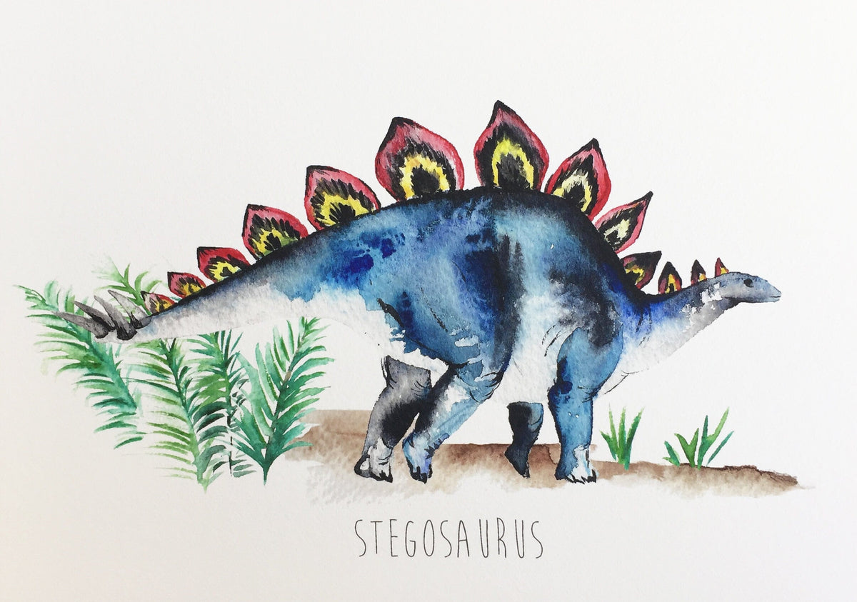 Personalised Stegosaurus Watercolour Art Print – view 2