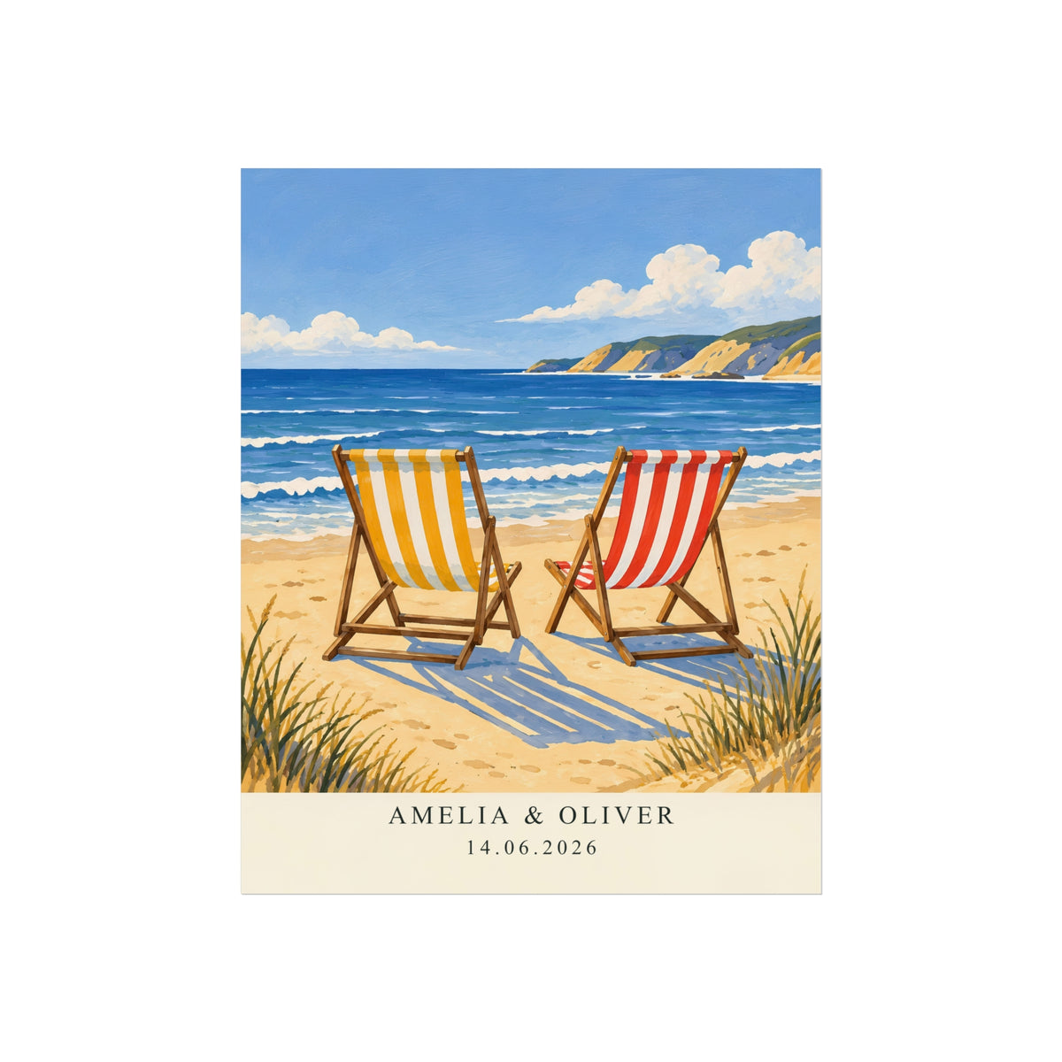Two Chairs, One View – Personalised Couple Art Print