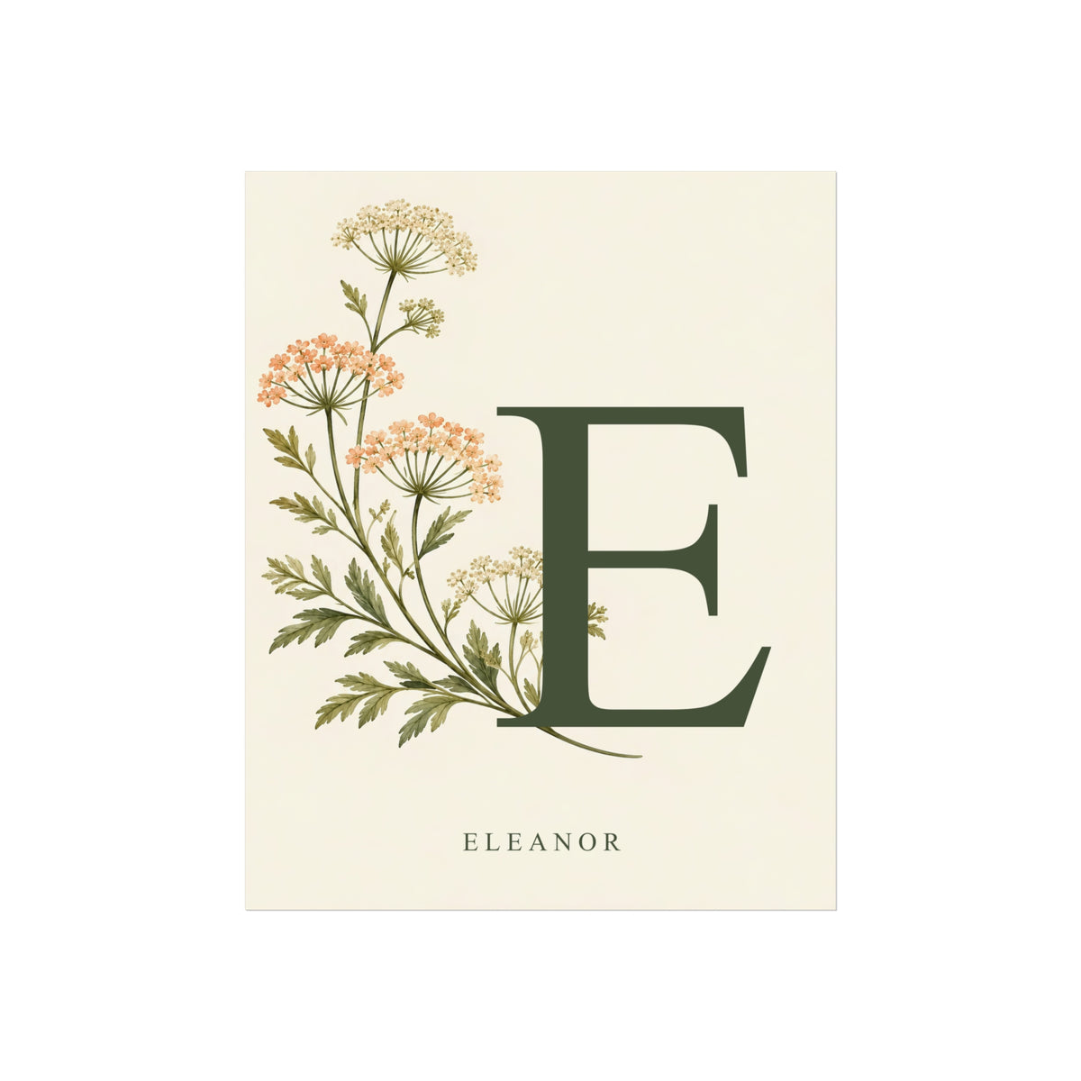 Botanical Initial – Personalised Name Art Print