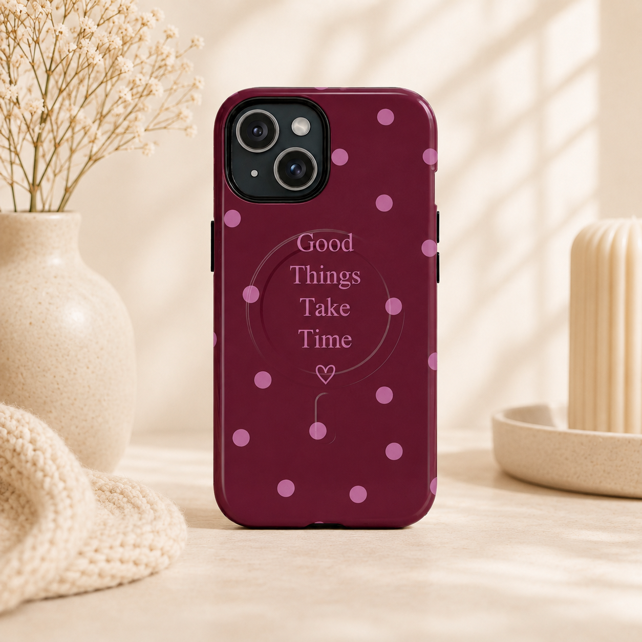 Good Things Take Time MagSafe Case – Burgundy