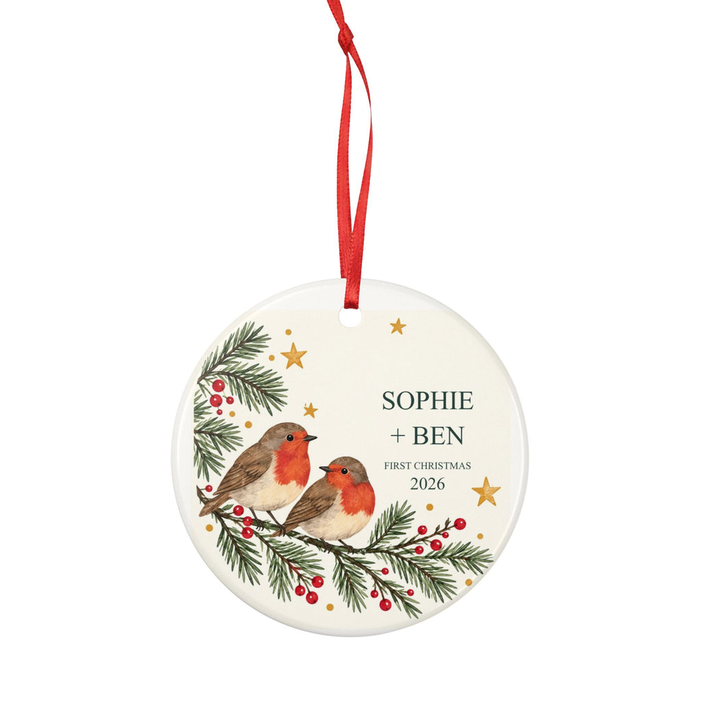 Personalised First Christmas Robin Ornament
