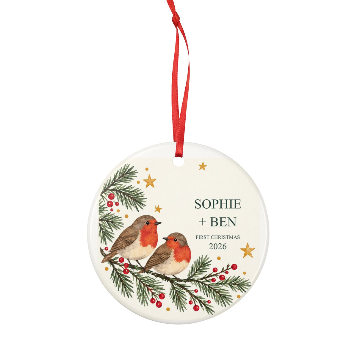 Personalised First Christmas Robin Ornament