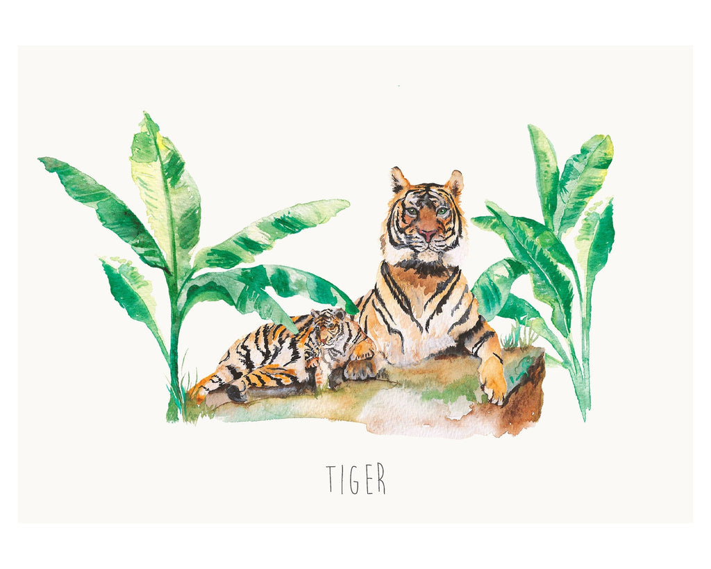 Personalised Tiger Watercolour Art Print – view 2