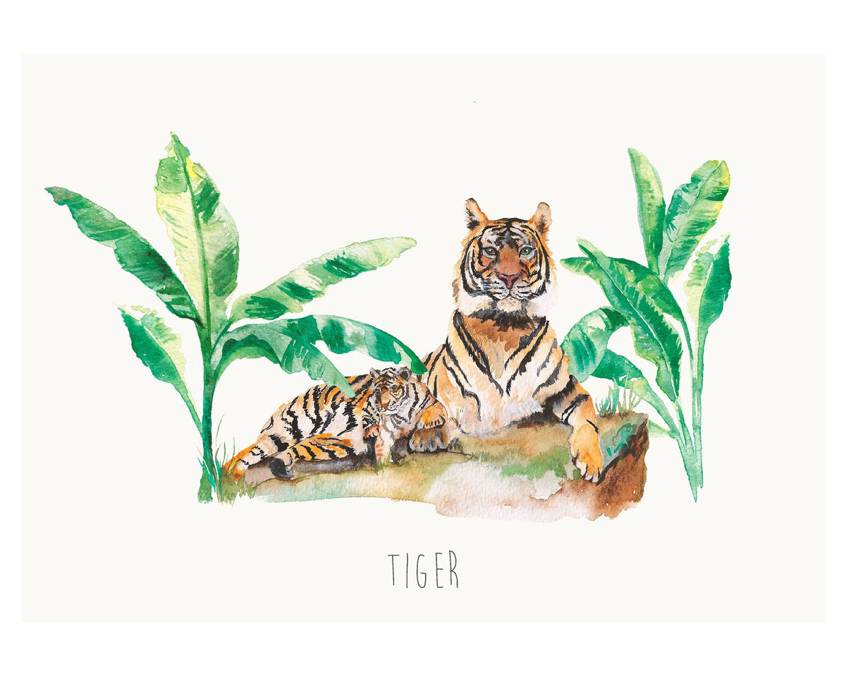 Personalised Tiger Watercolour Art Print – view 2