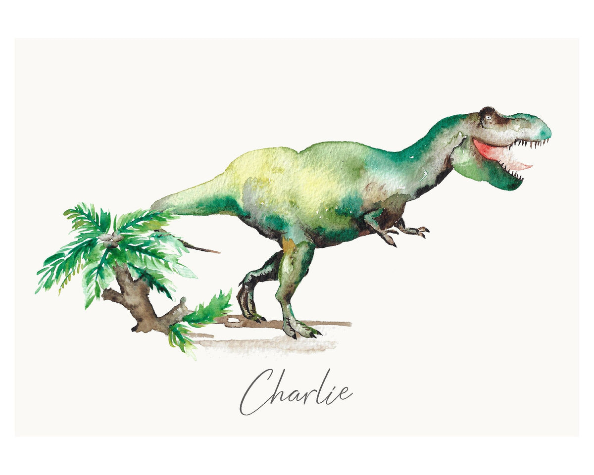 Personalised T-Rex Dinosaur Watercolour Print – view 3