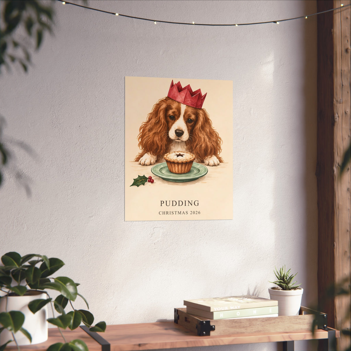 Paper Crown Spaniel – Personalised Christmas Pet Print