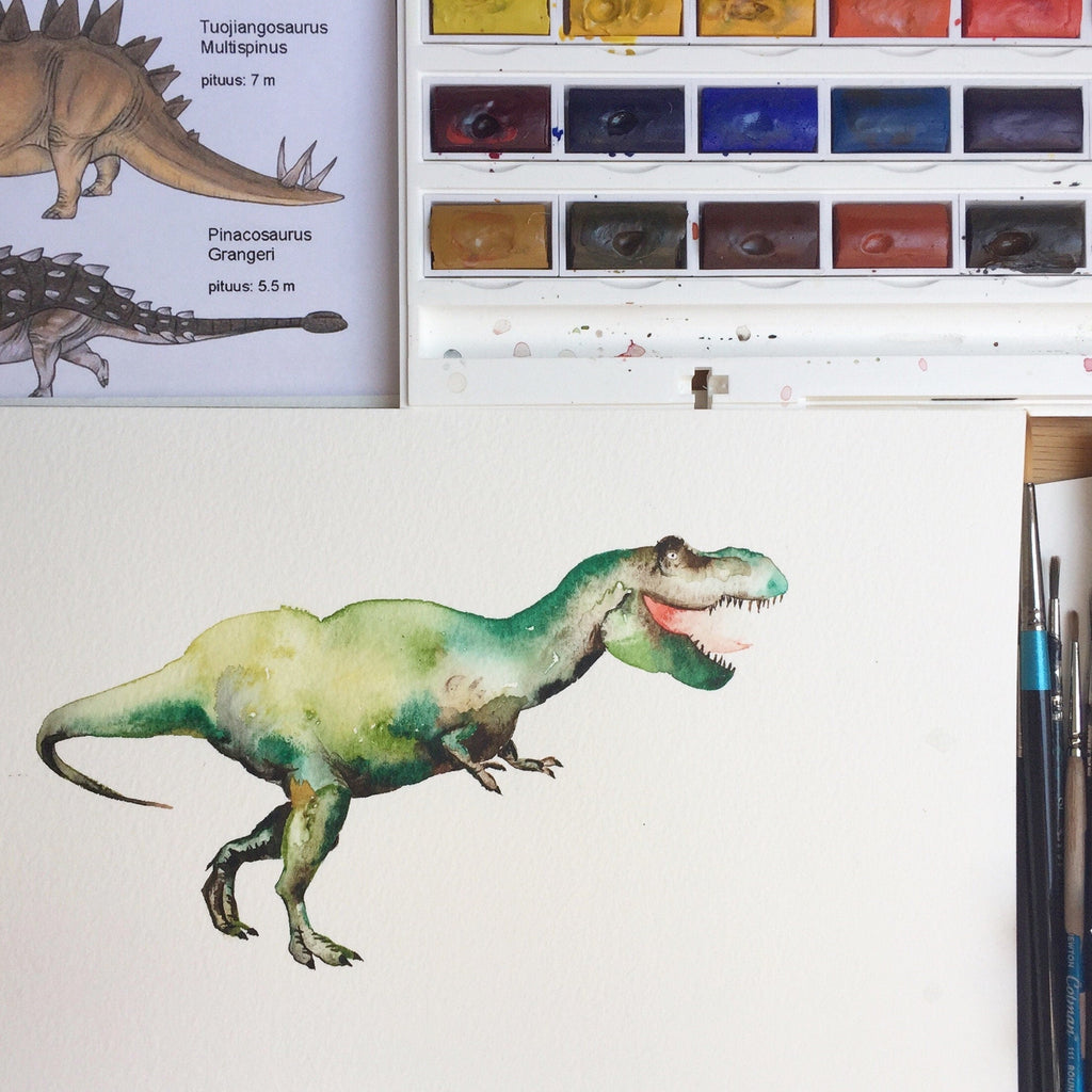 Personalised T-Rex Dinosaur Watercolour Print – view 4
