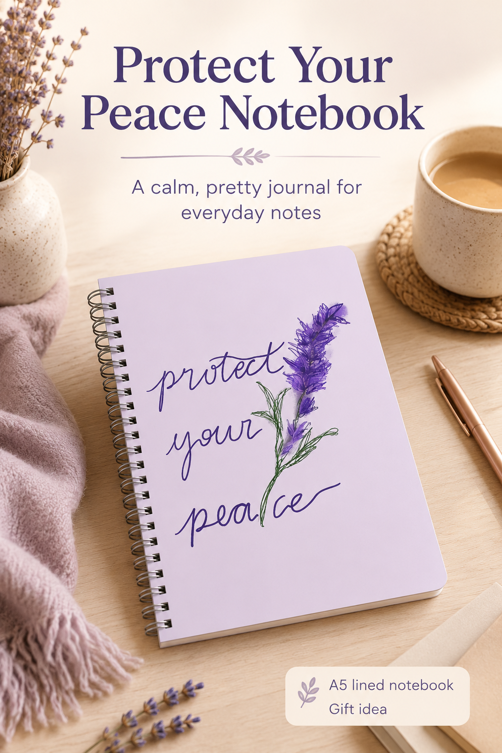Protect Your Peace A5 Lined Notebook