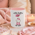 Bestie, I’m About to Crash TF Out goose accent mug with pink handle