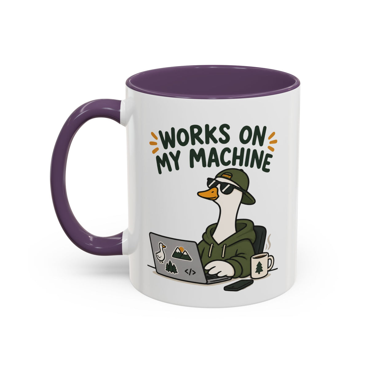Works on My Machine goose accent mug – purple
