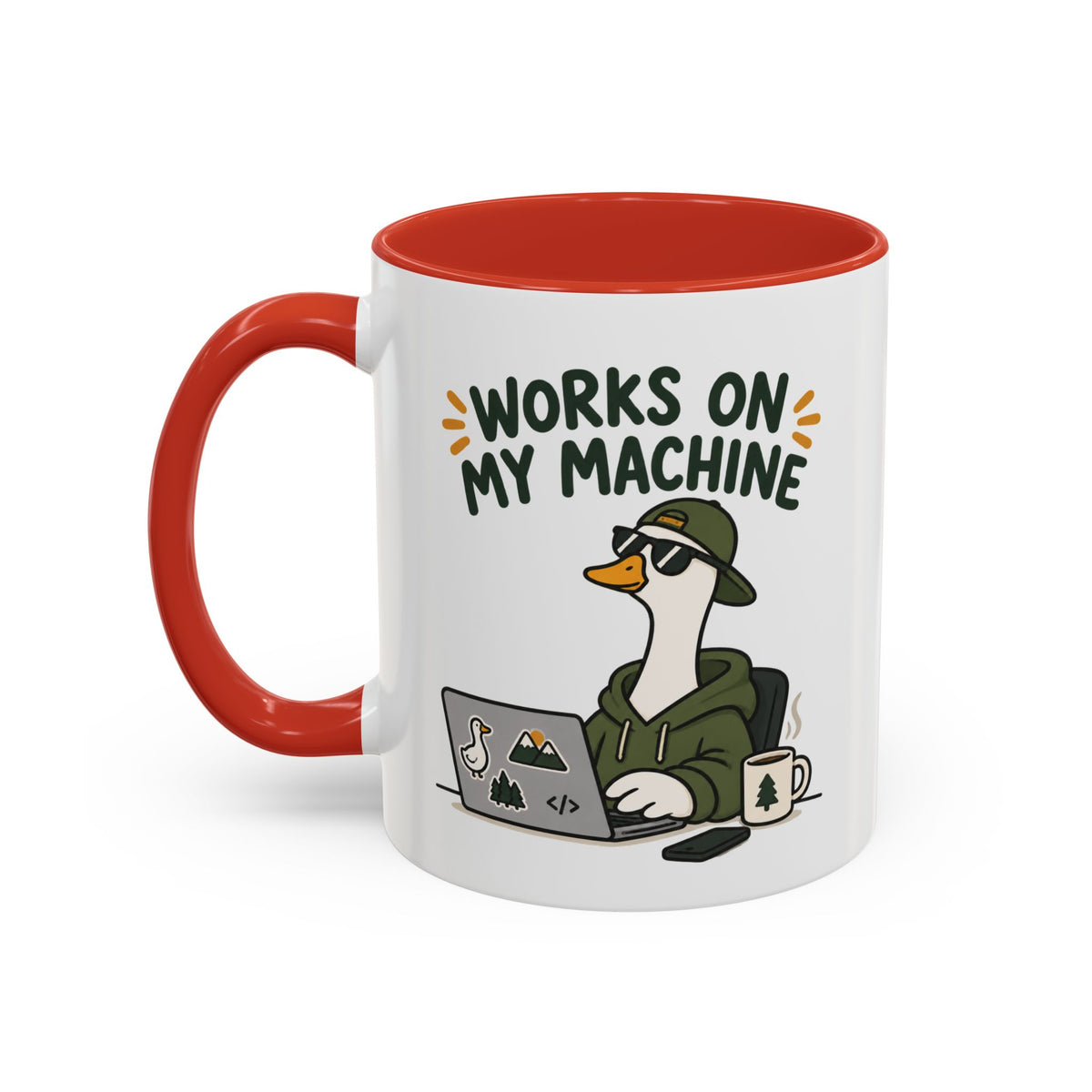 Works on My Machine goose accent mug – red