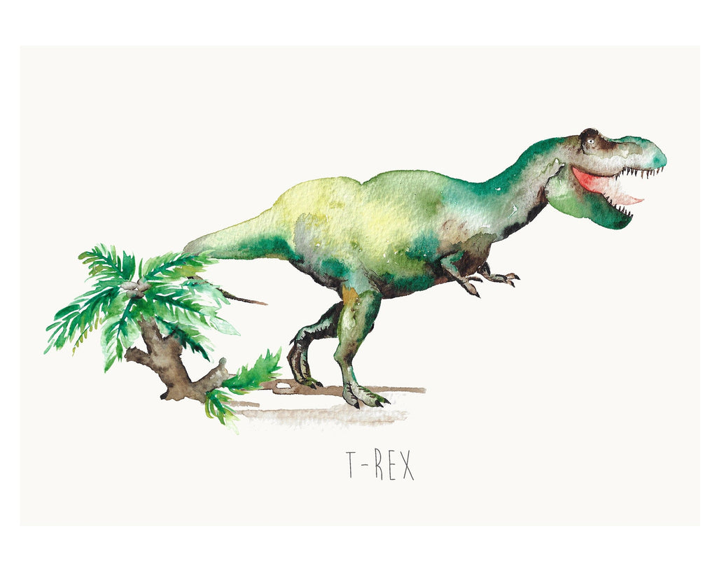 Personalised T-Rex Dinosaur Watercolour Print – view 2
