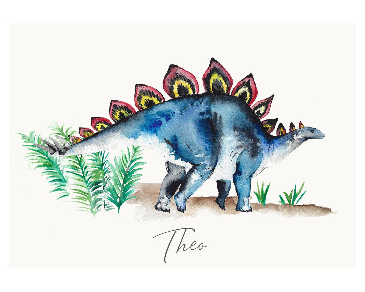 Personalised Stegosaurus Watercolour Art Print – view 3
