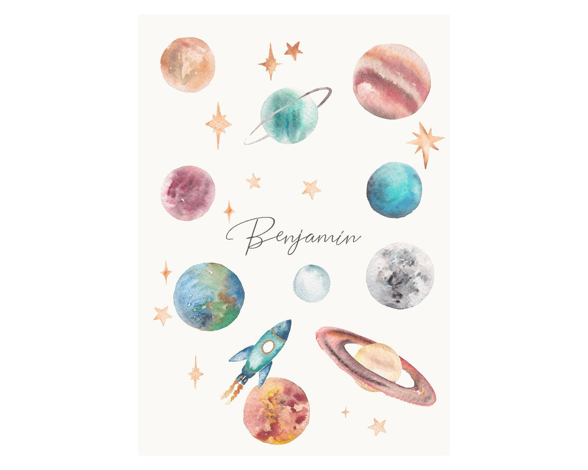 Personalised Planets & Outer Space Watercolour Print – view 3
