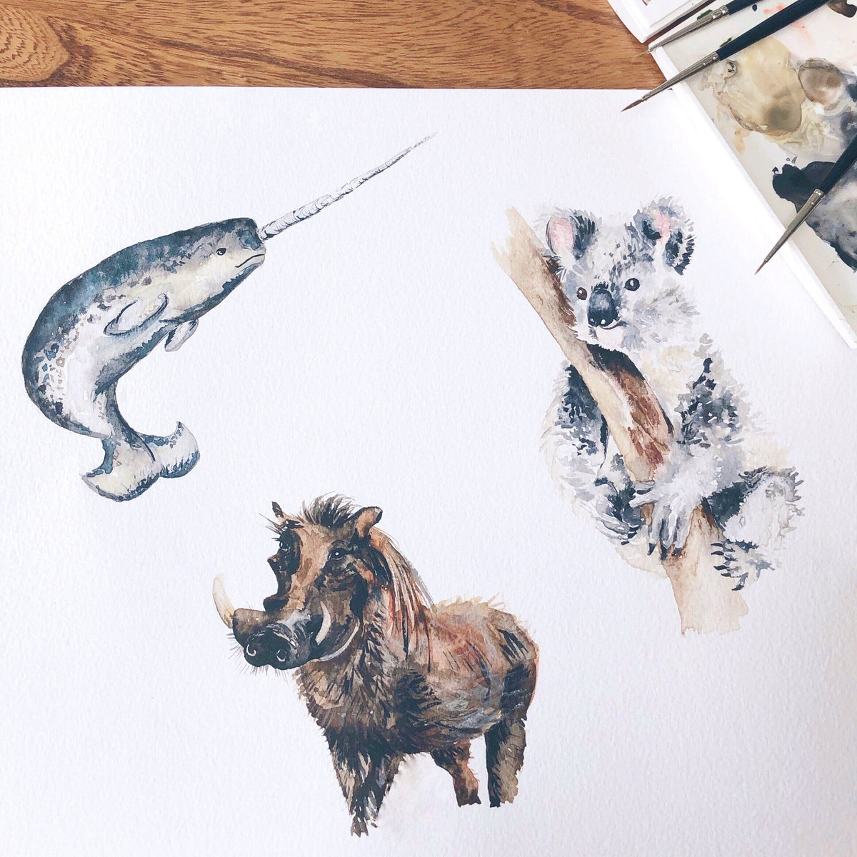 Personalised Koala Watercolour Wall Print – view 3
